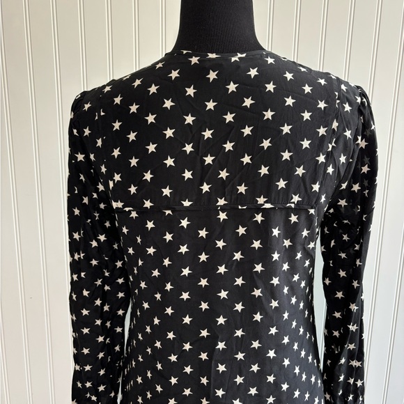 J.Crew Collection Star Dress Silk Ruffle Black White Womens Size 4 - Picture 7 of 16